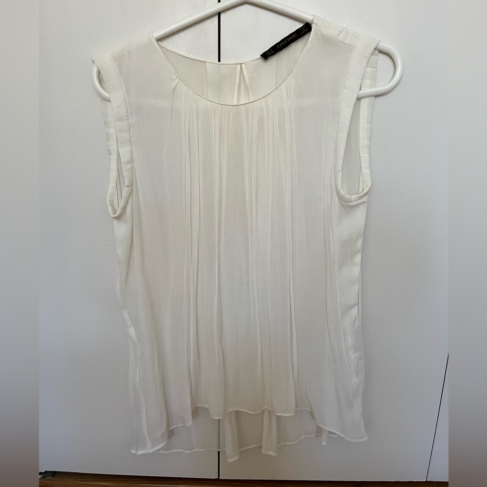 Zara White Pleated Top